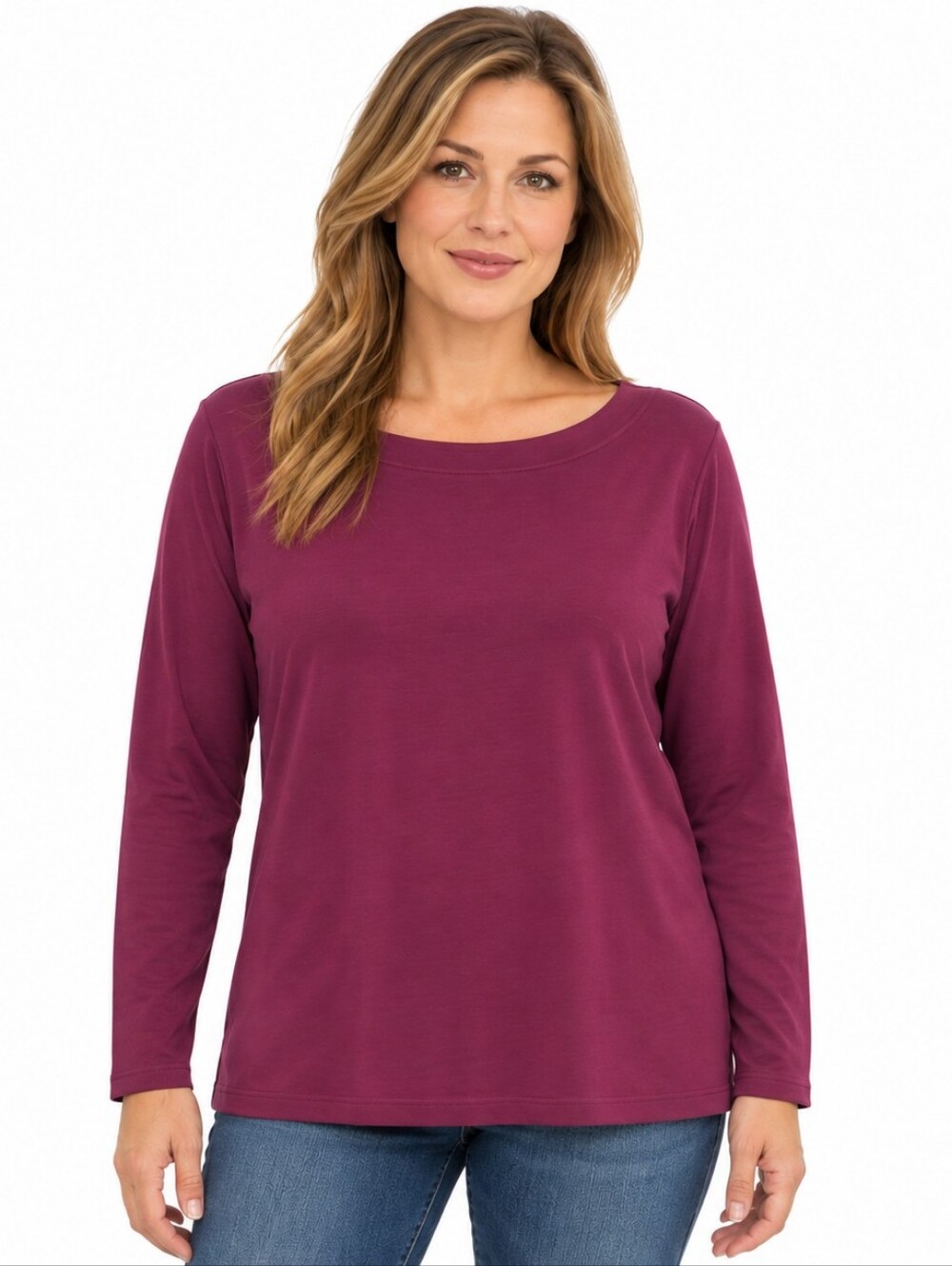 Belle by Kim top Gravel Large Purple Long Sleeve Scoop Neck Soft Knit fall